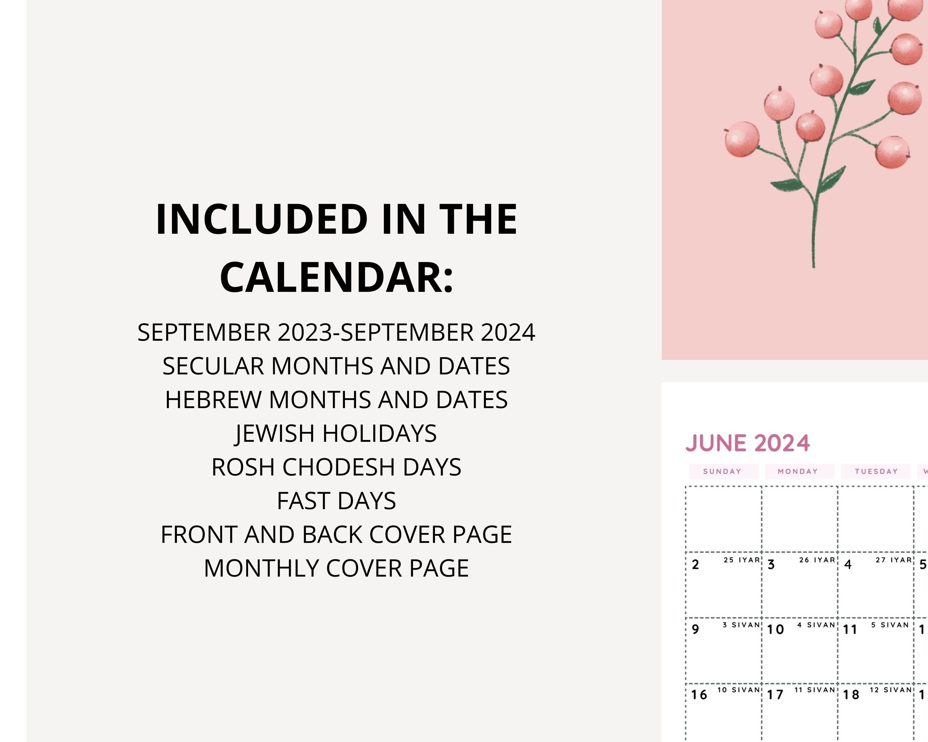 EDITABLE Jewish Calendar 2024 Hebrew Calendar 5784, 45 OFF