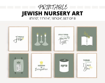 Sage green Jewish nursery art PRINTABLE, proud Jew Jewish baby art DIGITAL DOWNLOAD, Upshernish Jewish gifts for kids, Jewish baby boy gift