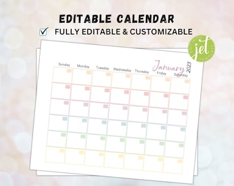 EDITABLE 2024 Calendar, Calendar 2024, Monthly Calendar, Yearly Calendar, Teacher Planner, Classroom Calendar, Home school schedule