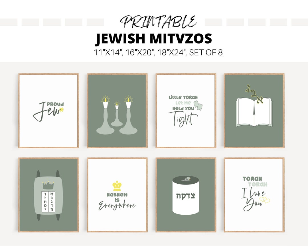 Sage Green Jewish Nursery Art PRINTABLE, Proud Jew Jewish Baby Art