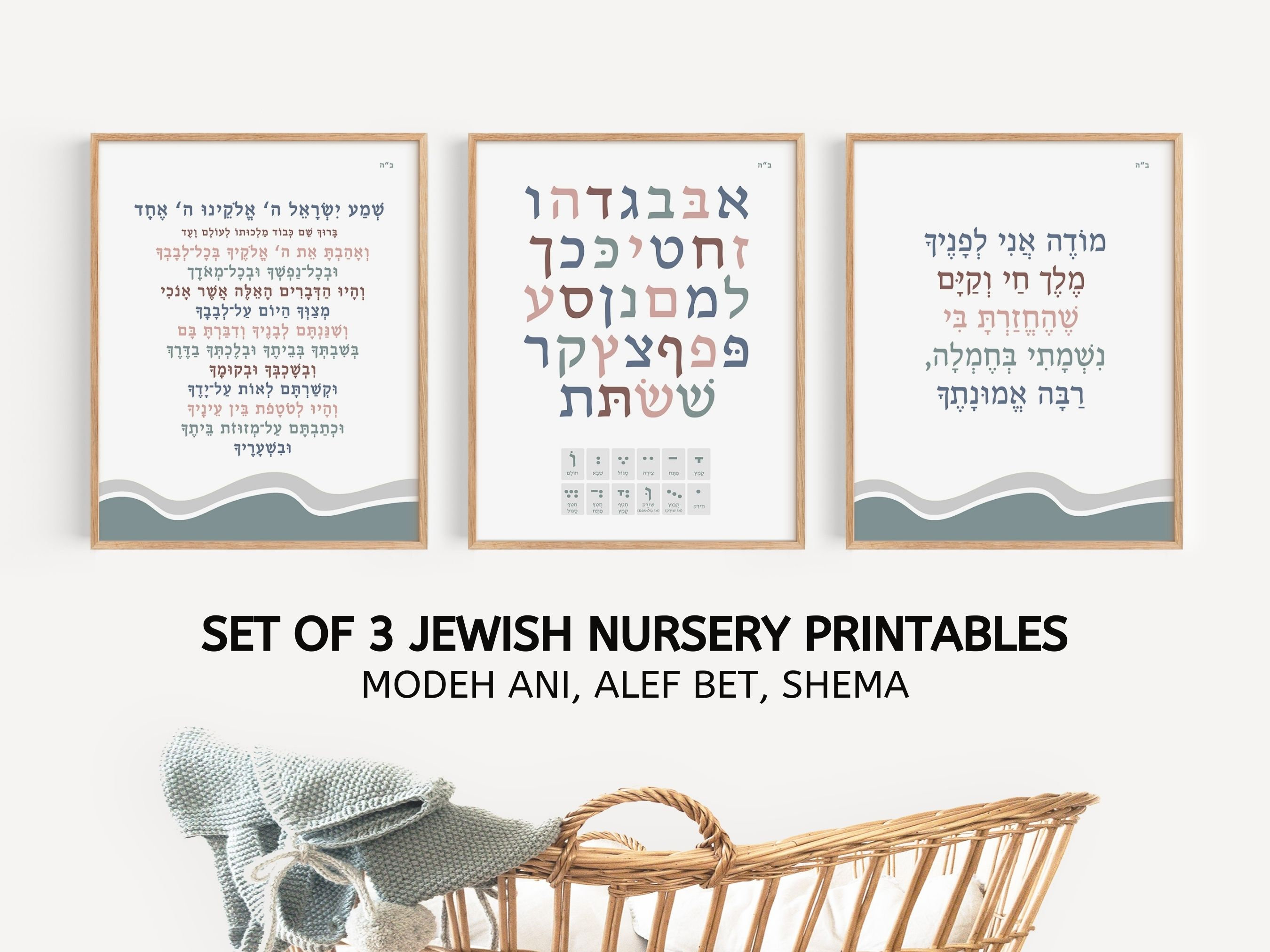 Jewish Nursery Decor, Hebrew Prayer for Kids, Shema Prayer Wall Art ...
