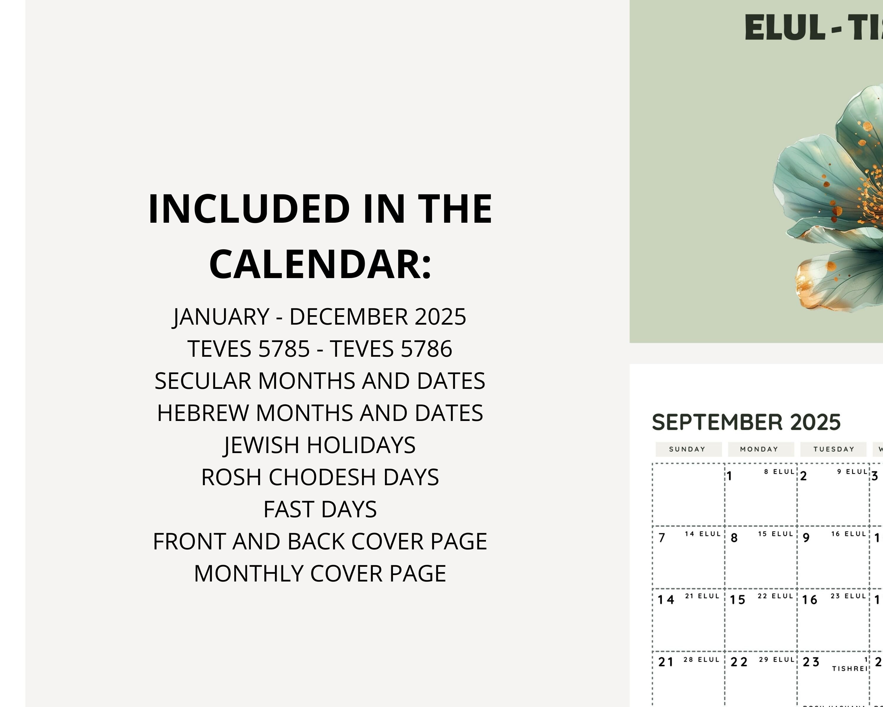 EDITABLE Jewish Calendar 2025 Hebrew Calendar 5786 Printable Jewish Editable Jewish Calendar 2025 Hebrew Calendar 5786 Printable Jewish
