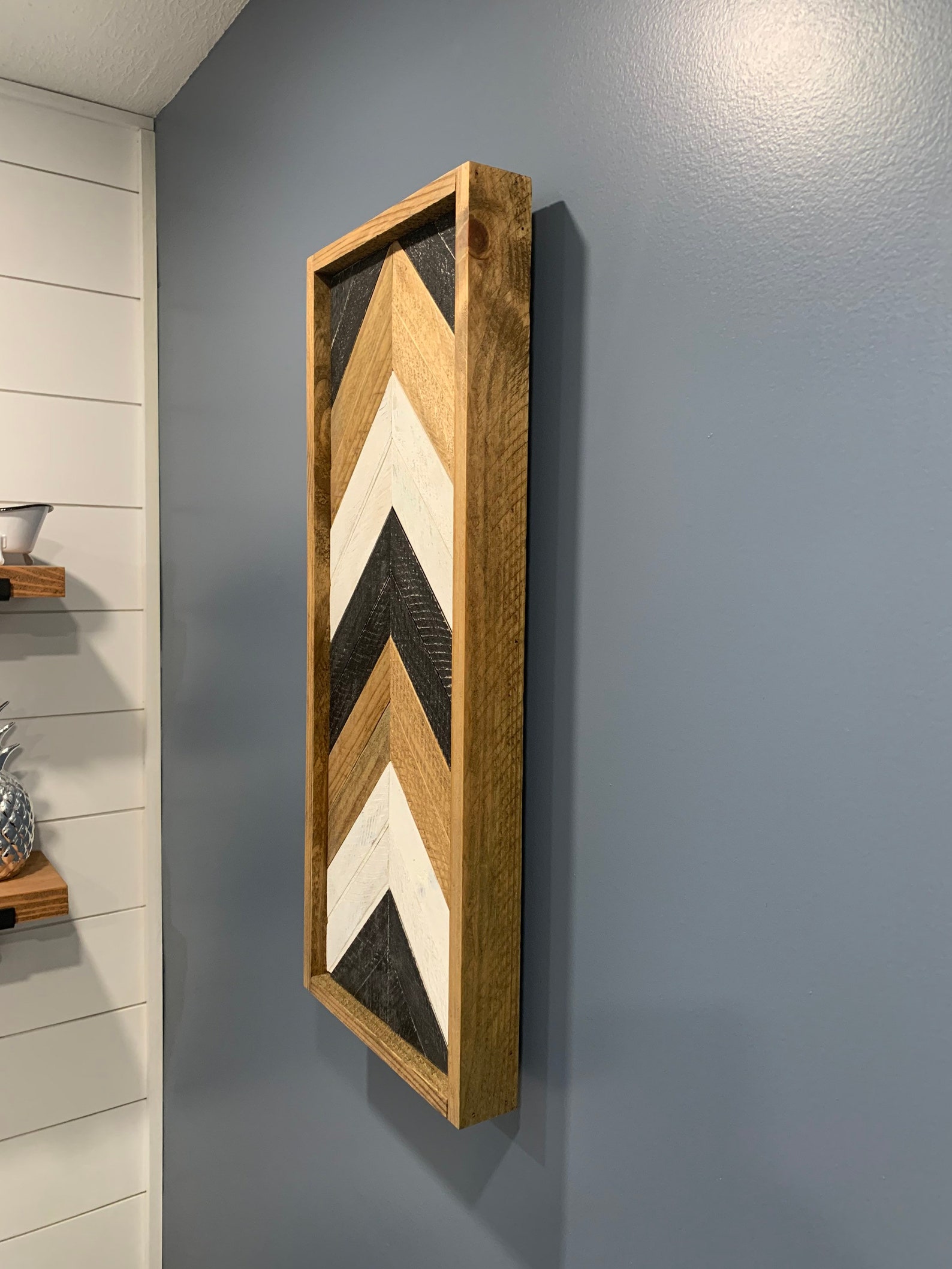 Chevron Wood Wall Art Etsy