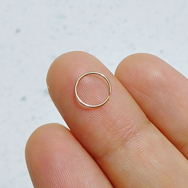 24g gold filled nose ring - yellow gold nose hoop - tragus hoop - gold nose ring - tiny hoop - helix hoop - fake nose ring - cartilage hoop