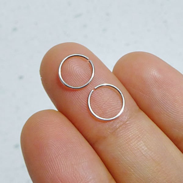 Set of 22g silver cartilage rings - sterling silver cartilage hoops - 2 silver tragus hoops - sterling silver nose rings - helix rings