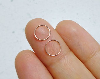Set of 24g rose gold cartilage hoops - rose gold 24g nose rings - 14k rose gold filled cartilage rings - tragus hoops - pink gold nose rings