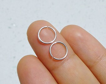 Set of 20g silver cartilage rings - sterling silver cartilage hoops - 2 silver tragus hoops - sterling silver nose rings