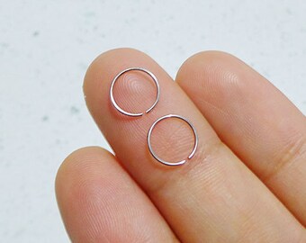 Set of 24g silver cartilage hoops - sterling silver cartilage rings - 2 silver tragus hoops - sterling silver nose rings - helix rings