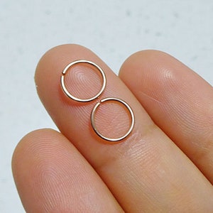 Set of 20g rose gold cartilage hoops - rose gold 22g cartilage rings - 14k rose gold filled nose rings - tragus hoops - pink gold helix hoop