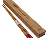 Custom Engraved Red Japanese Bamboo Chopsticks (1 Pair)- Personalized Wooden Lucky Chopsticks, Wedding Party Favors Wood Boxes, Bride, Groom