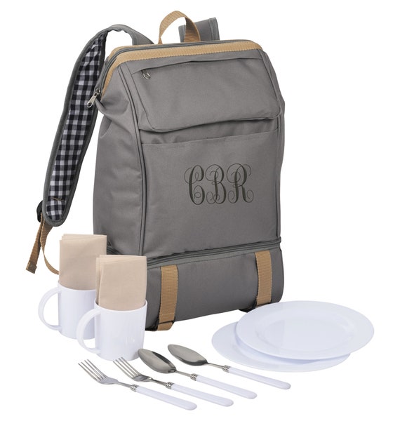 Compact Outdoor 6 Cans Insulated Cooler Picnic Backpack for Two With Compartments 11 Pc Light Weight Set Personalized Embroidered Bag Etsy Canada