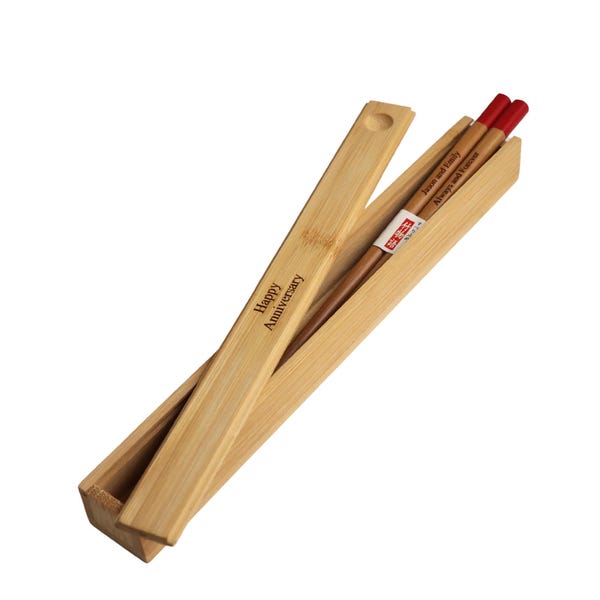 Custom Engraved Red Japanese Bamboo Chopsticks & Optional Box (1 Pair)- Personalized Wooden Chopsticks, Wedding Gift Party Favors Wood Boxes