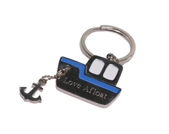 Personalized Nautical Boat and Anchor Sailor Keychain - Ring Holder Metal Name Tag Custom Gifts Engraved Key Holder, Women Men Car Keys Ring
