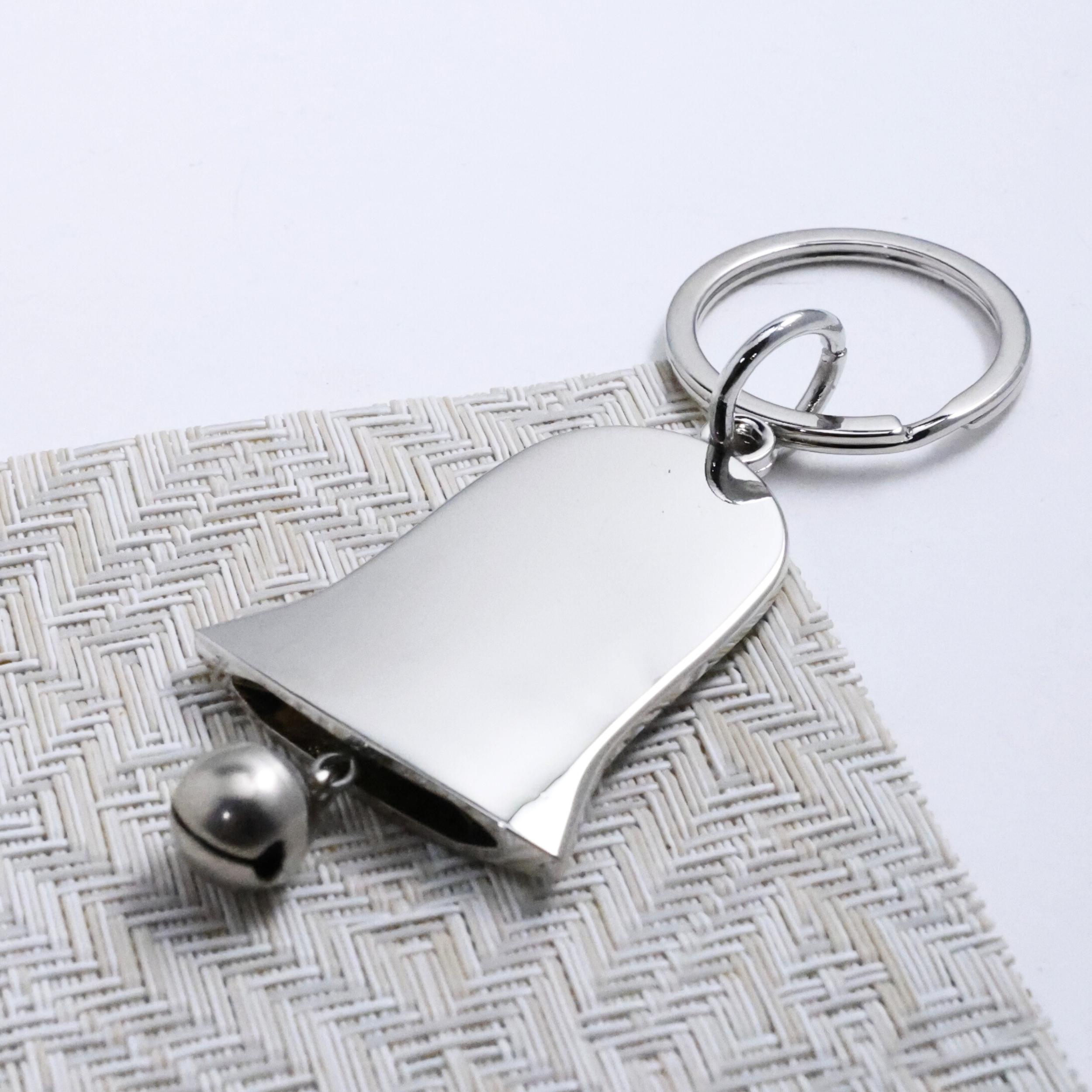Personalized Silver Bell Keychain Ring Holder - Custom Gift, Engraved ...