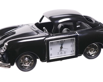 Custom Vintage Mini Black Desktop Sports Car Clock - Personalized Office Accessories for Executive, Employee, Birthday, Automobile Industry