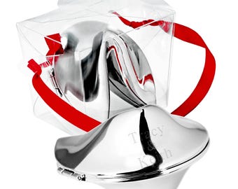 Engraved Silver Asian Fortune Cookie in Takeout Box - Personalized Party Gifts & Favors - Custom Chinese Keepsake for a Wedding, Anniversary