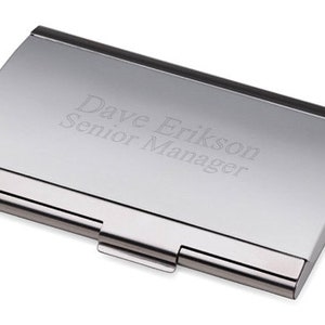 Polished Matte Finish Executive Business Card Case Holder - Personalized Gifts, Custom Engraving, Employees, Boss, Father, Co-Worker