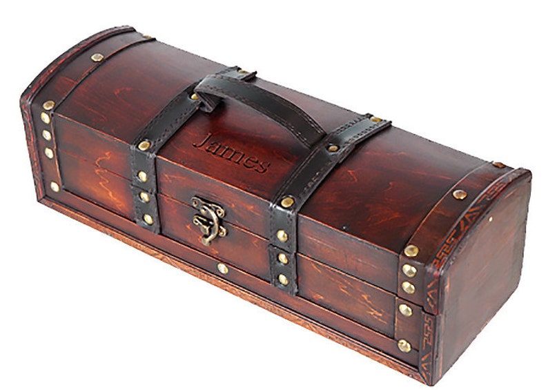 Treasure Chest Wood Wine Box with Handle & Brass Latch Etsy