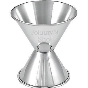 Personalized Stainless Steel Double Jigger - Barware Engraved Gifts, Custom Personalization, Party Mixing Cocktails, Bartender Measuring, Oz