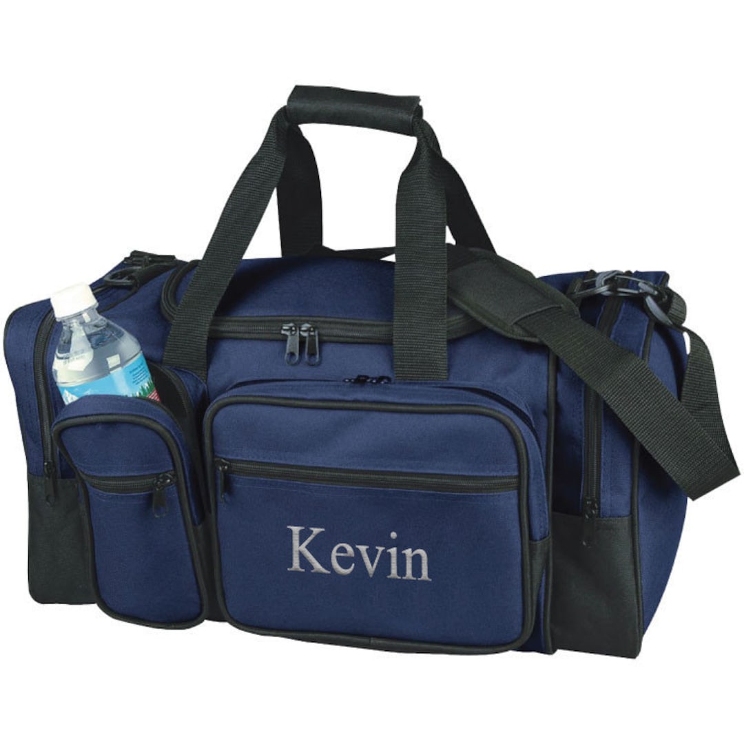 Mini Compact on the Go Sports Duffel Gym Bag With Multiple Zippered Compartments Personalized Embroidered Duffle Bag Water Bottle Pocket Etsy