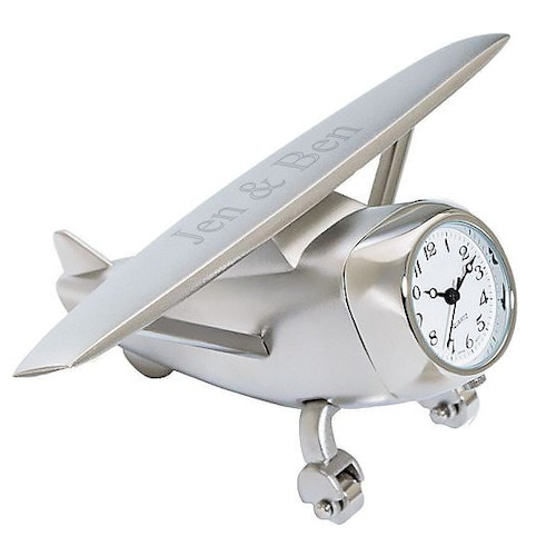 Custom Silver Finish High Wing Desk Clock Airplane Etsy