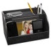 Black Wood Finish Smart Phone & Picture Frame Desk Organizer Charging Station - Personalized Photo Docking Organization Accessory Storage 