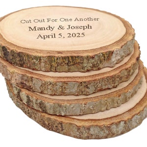 Cut Out for One Another Personalized Teak Wood Coaster Custom Engraved Natural Sliced Wooden Log Coaster Personalized Unique Gifts image 2