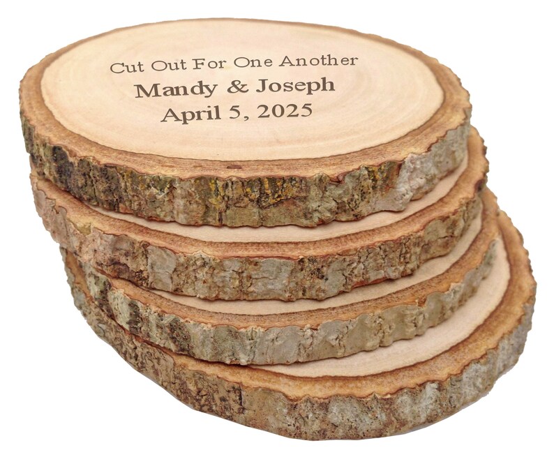 Cut Out for One Another Personalized Teak Wood Coaster Custom Engraved Natural Sliced Wooden Log Coaster Personalized Unique Gifts image 2
