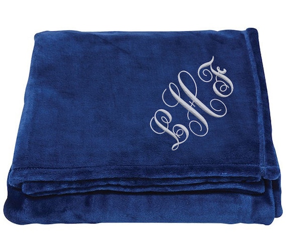 Personalized Navy Blue Utrasoft Plush Faux Mink Throw Blanket Custom Embroidered Gifts His Hers Monogrammed Sofa Couch Blankets Etsy Canada