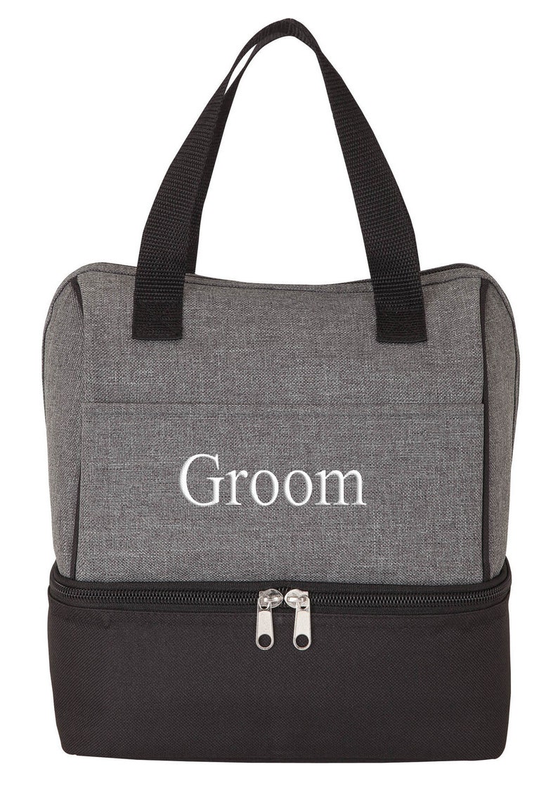 Smart Dual Function Insulated Lunch Sack & Cooler Compartments with Carry Handles - Personalized Bridesmaid Groom Monogrammed Wedding Gifts image 5