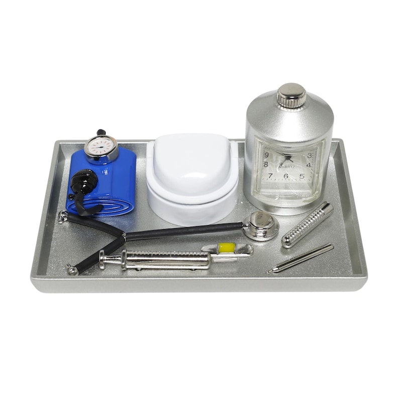 Silver Alloy Nurse Medical Tools Tray Mini Desk Clock - Personalized Engraved Office Clocks, Doctor, PA, Nurses, Surgeons, Custom Gifts image 3