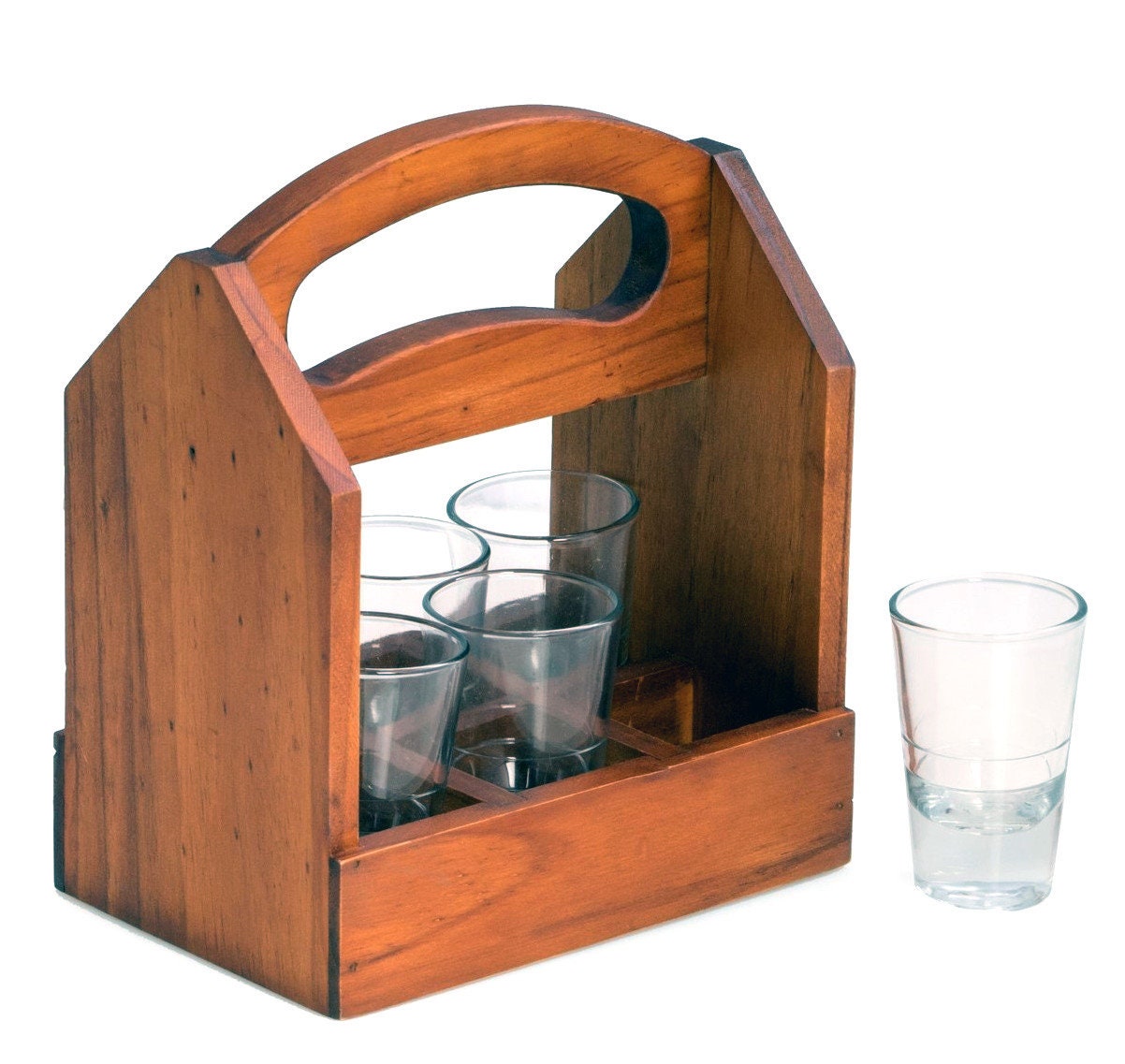 Glass Bogey To Go Shot Glass Beverage Wood Caddy W/ 6 Shot Glasses - Custom ...