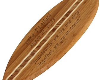Paradise Found Surfboard Bamboo Cutting Board - Custom Engraved Gifts: Personalized Your Occasion for a Couple, Birthday, Wedding, Christmas
