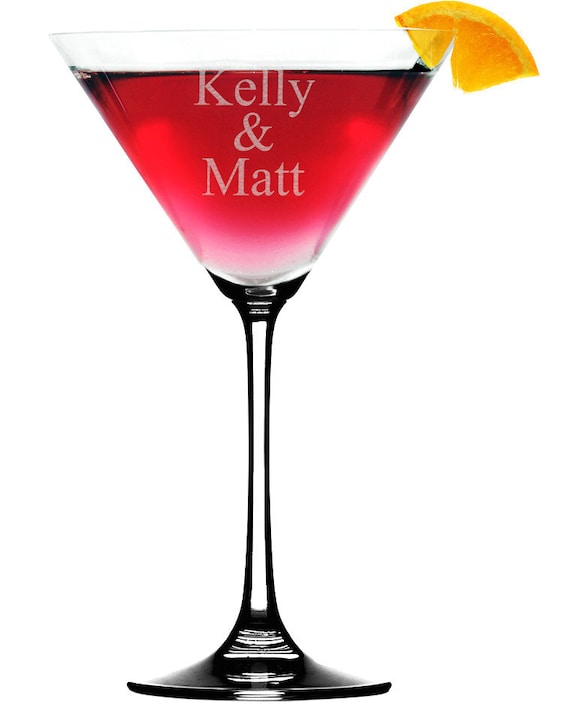 Personalized Martini Glass - Custom Engraved Margarita & Cocktail Party Glasses - Barware Drinking Glass for Weddings, Valentines Day, Bride