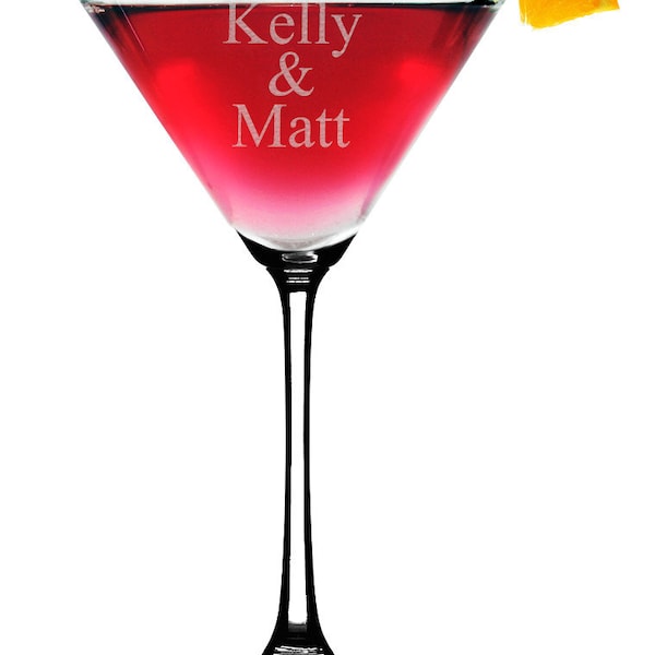 Personalized Martini Glass - Custom Engraved Margarita & Cocktail Party Glasses - Barware Drinking Glass for Weddings, Valentines Day, Bride
