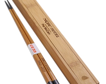 Personalized Engraved Black Bamboo Japanese Wood Chopsticks (1 Pair) - Custom Engraved Wooden Wedding Favors, Anniversary Shower Bride Groom