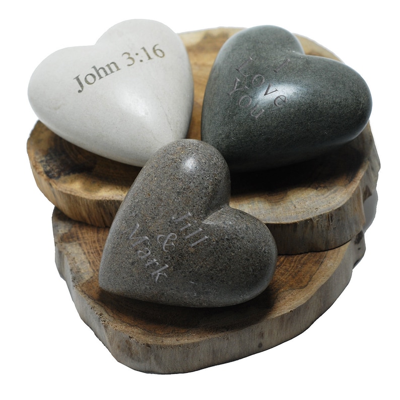 Natural Hand-carved Heart Stone Paper Weight  Personalized