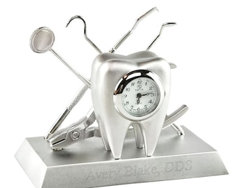 Professional Dentist Tools Achievement Award Mini Desktop Clock - Personalized Engraved Gifts, Dentistry, Graduate Student Academic Awards