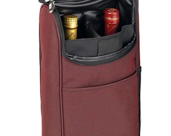 Double étui rembourré en mousse pour bouteilles de vin avec poches - Accessoires de bar personnalisés - Cadeaux personnalisés pour mariage, anniversaire, jeune mariée et marié