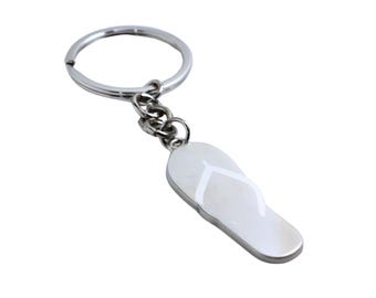 Personalized Silver Beach Sandal Keyring Holder (Simple) - Engraved Keychains Car Keys Accessory Custom Engraving Beach Gifts Keys Accessory