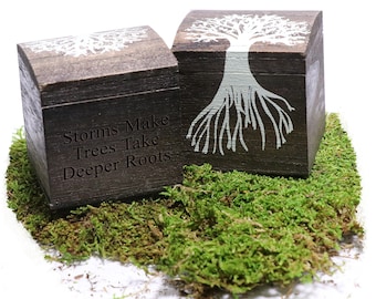 Personalized Growing Together Wood Tree Trinket Box - Custom Wooden Wedding Favors - Bride, Groom, Bridal Shower, Birthday, Party Favors