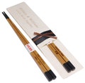 Engraved Black Japanese Bamboo Chopsticks & Optional Handmade Natural Lokta Pouch (1 Pair) - Custom Personalized Wedding Favors Bride, Groom