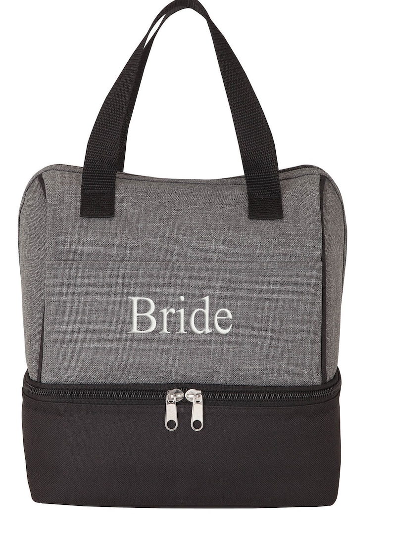 Smart Dual Function Insulated Lunch Sack & Cooler Compartments with Carry Handles - Personalized Bridesmaid Groom Monogrammed Wedding Gifts image 4