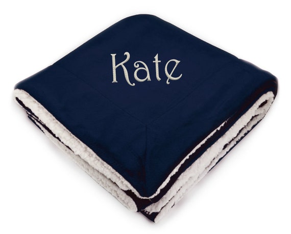 Personalized Navy Micro Plush Sherpa Throw Blanket With Inner Faux Lambswool Custom Monogrammed Gifts for Him Her Anniversary Weddings Etsy UK