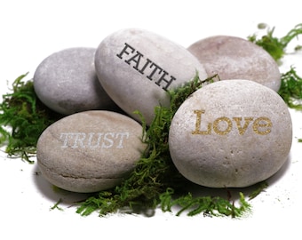 You Rock! Custom Engraved Natural Stone Paper Weight Rock (Each) -Personalized Wedding Party Stones Etching Favors Anniversary