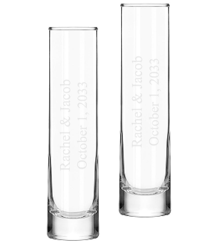Engraved Clear Cylinder Glass Bud Vase Personalized Wedding Gifts, Anniversary Flower Vases, Reception, Bridal Shower, Tall Glass Vases image 1