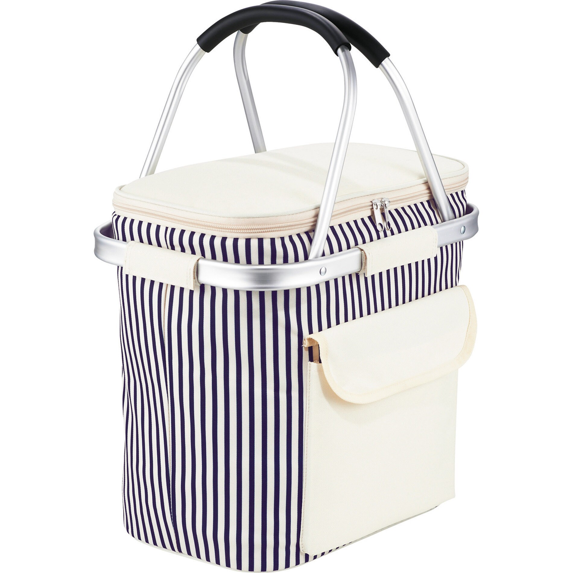 Collapsible Striped Picnic Basket Cooler With Double Aluminum Etsy
