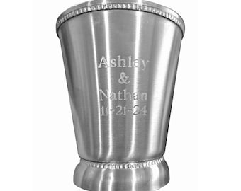 Personalized Matte Silver Finish Stainless Steel Mint Julep Cup - Engraved Custom Party Julep Wedding Birthday Anniversary Gifts Engraving