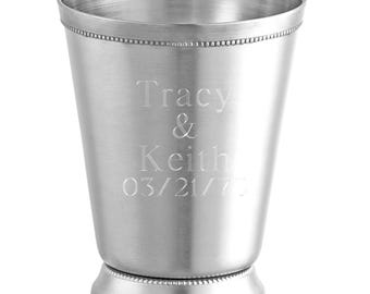 Personalized Matte Silver Finish Stainless Steel Mint Julep Cup - Engraved Custom Party Julep Wedding Birthday Anniversary Gifts Engraving