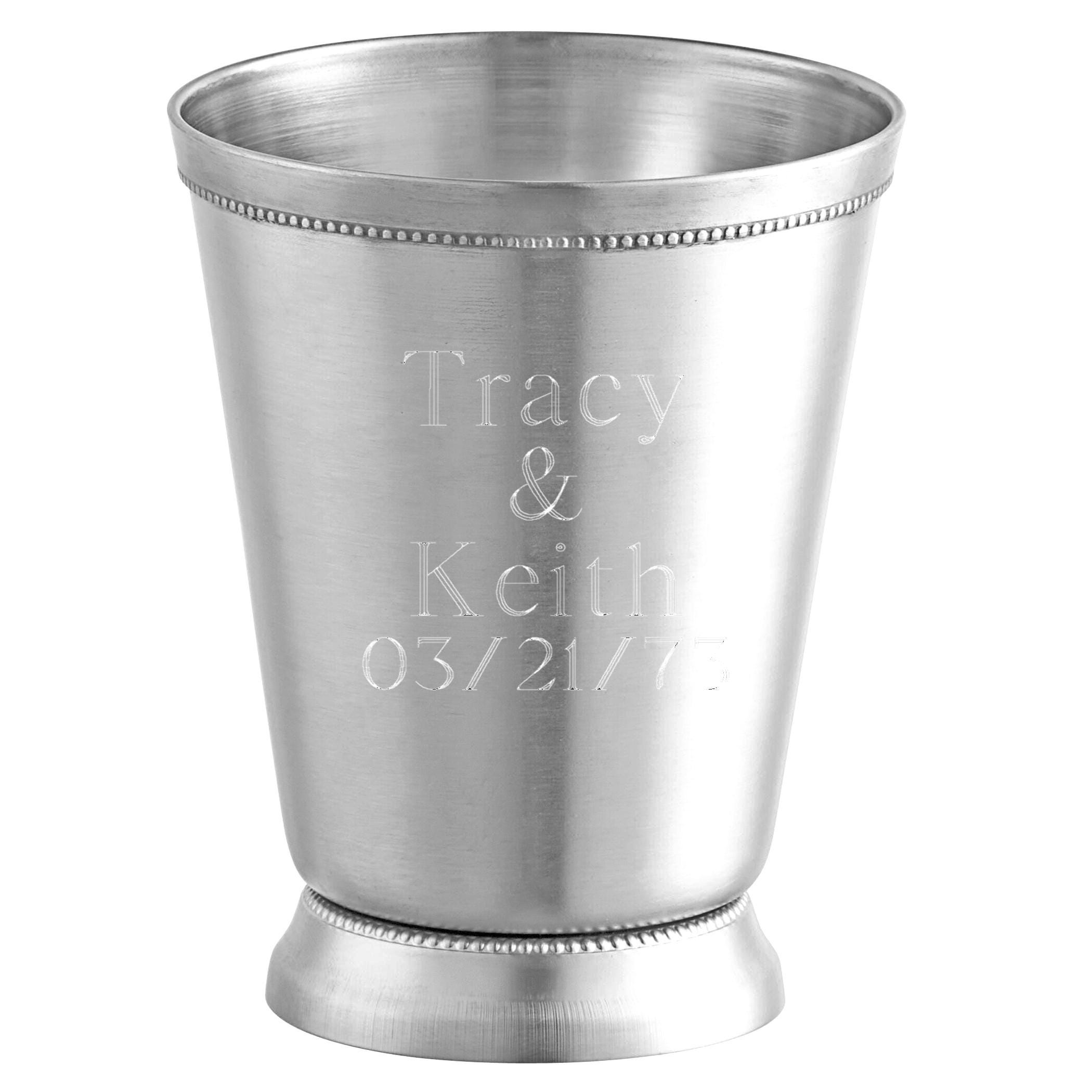 Silver Cocktail Tumblers, 2 Pack, Mint Julep Cups,12oz Classic Julep Cups Silver Stainless Steel Cups For Party And Bars